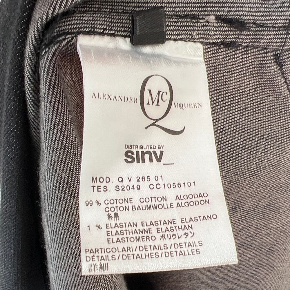 McQ by Alexander McQueen Black Denim Midi Dress with Zipper Detail - Picture 7 of 11